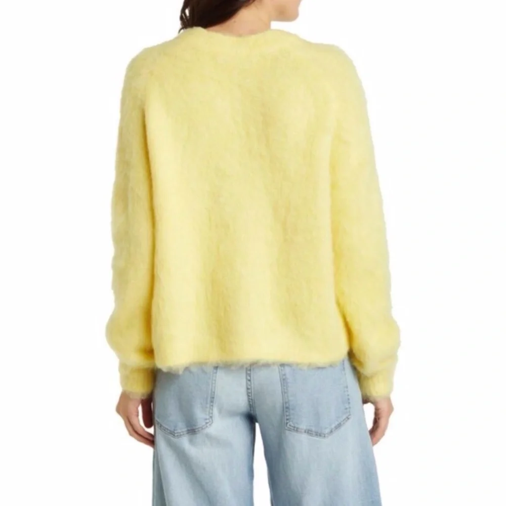 MADEWELL FUZZY BRUSHED VNECK SWEATER HEATHER LEAMON WOMENS SMALL